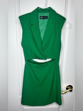 Zara Green Sleeveless Cutout Mini Dress